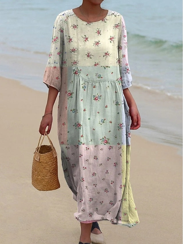 Women's Maxi Dress Linen Like Breathable Lightweight