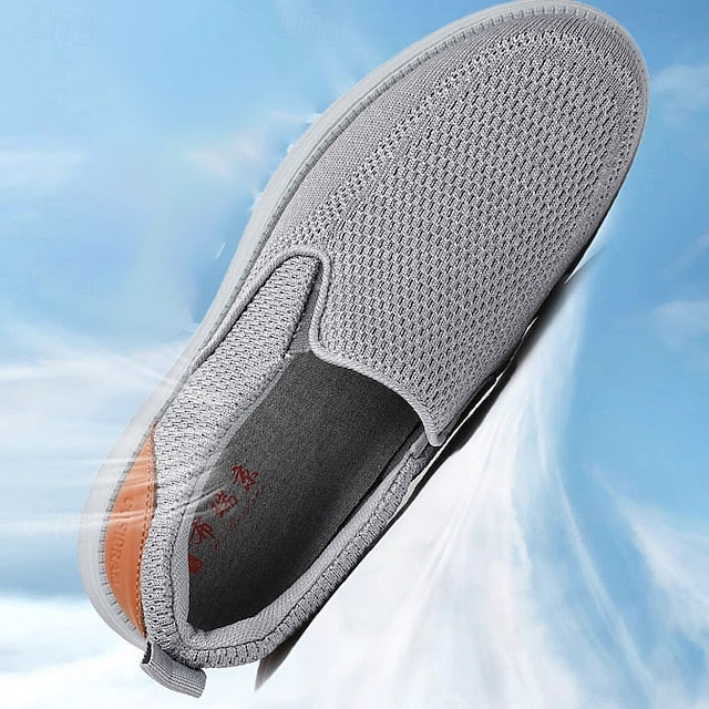 Men's Stretch Navy Slip-On Breathable Sneakers – Knit