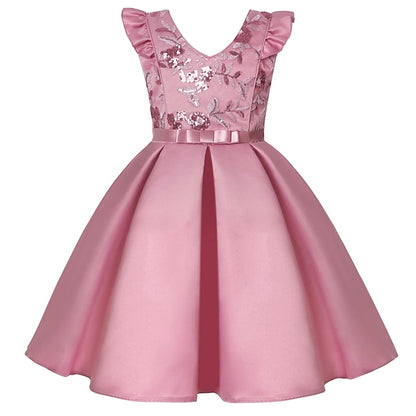 Party Dress Kids Sleeveless Girls' Color Solid Formal
