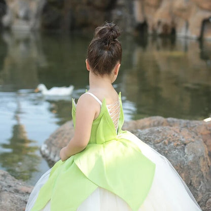 Bell Princess Fairytale Tiana Theme Dress Girl Tinker Flower