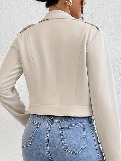 Women's Jacket Pocket Faux Comfortable Leather Zipper