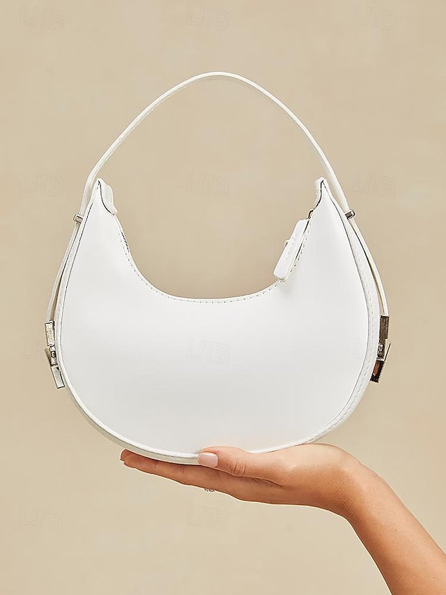 Sleek Crescent Silver Hobo Hardware Ivory Bag - Elegant with