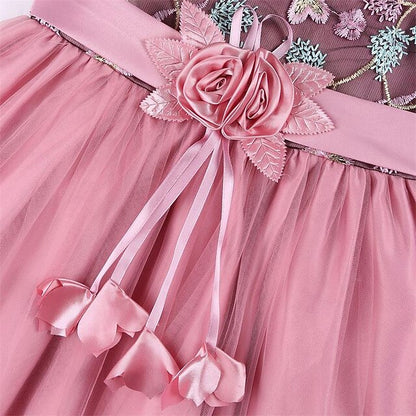 Flower 3D Girl Party Sleeveless Girls' Dress