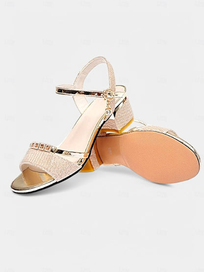 Rhinestone Elegant Women Silver Heeled Sandals Shoes for