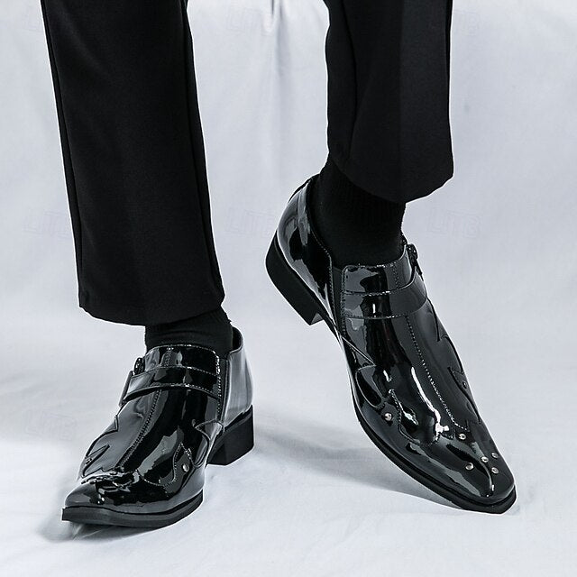 Strap Black Shoes Monk – Men's Leather Formal