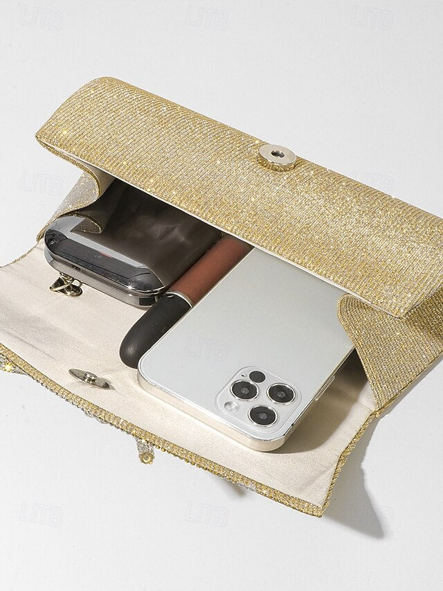 Accent Clutch Blue Glitter Bow Purse Rhinestone with