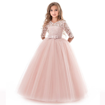 Kids Flower Prom Dress Girl Lace Years Princess 3-13