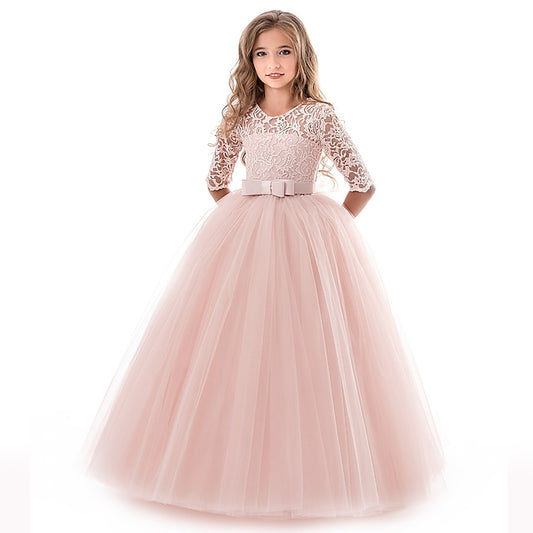 Kids Flower Prom Dress Girl Lace Years Princess 3-13
