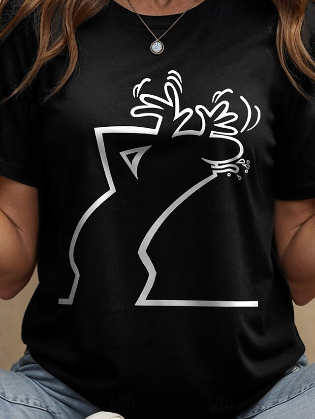 Women's T Shirt Print Graphic Letter Abstract Vintage
