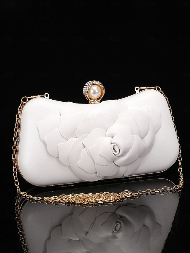 Shoes with Bridal Clutch Matching Floral-Embellished White –