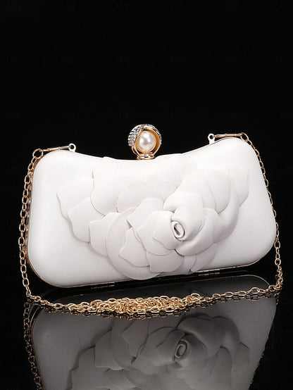 Shoes with Bridal Clutch Matching Floral-Embellished White –