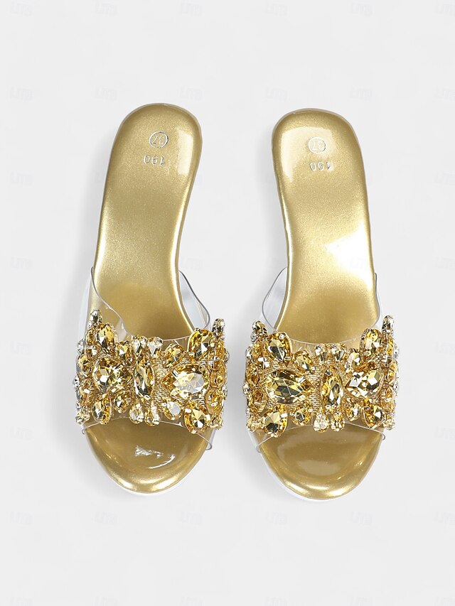 Clear – Women's Rhinestone Platform Heels Embellished