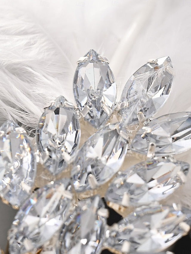 Crystal Hair Vintage Women's Clip - White Feather