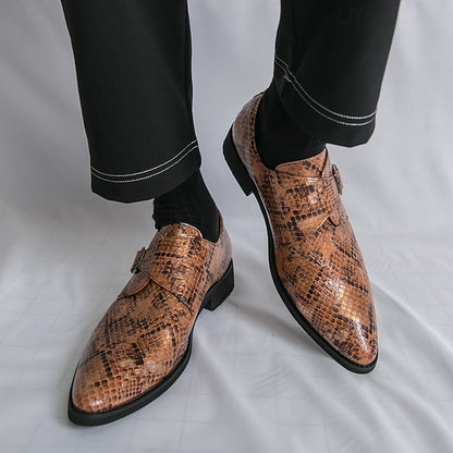 Shoes Snake Monk Strap – Classic for Men Print Brown Formal