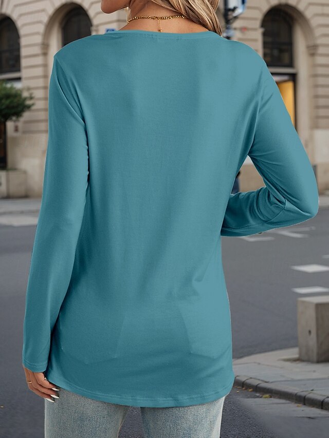 Women's T shirt Crew Neck Long Sleeve Tunic Animal Casual