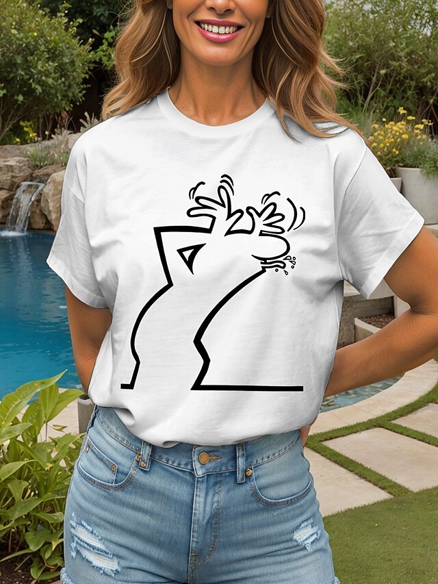 Women's T Shirt Print Graphic Letter Abstract Vintage