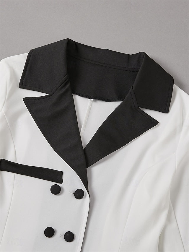 Women's Blazer Trousers Long Sleeve Shirt Collar Graphic