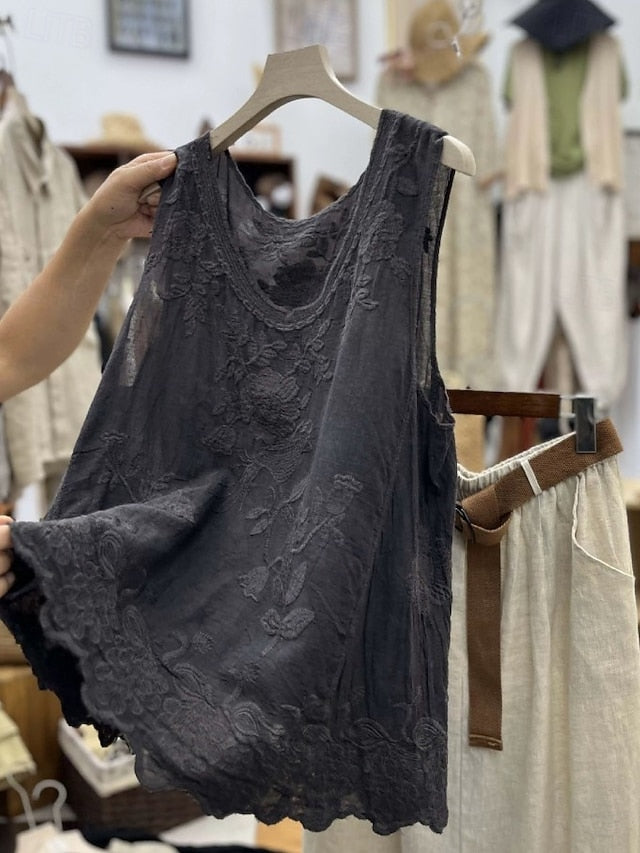 Women's Lace Shirt Solid Color Elegant Bohemia Vacation