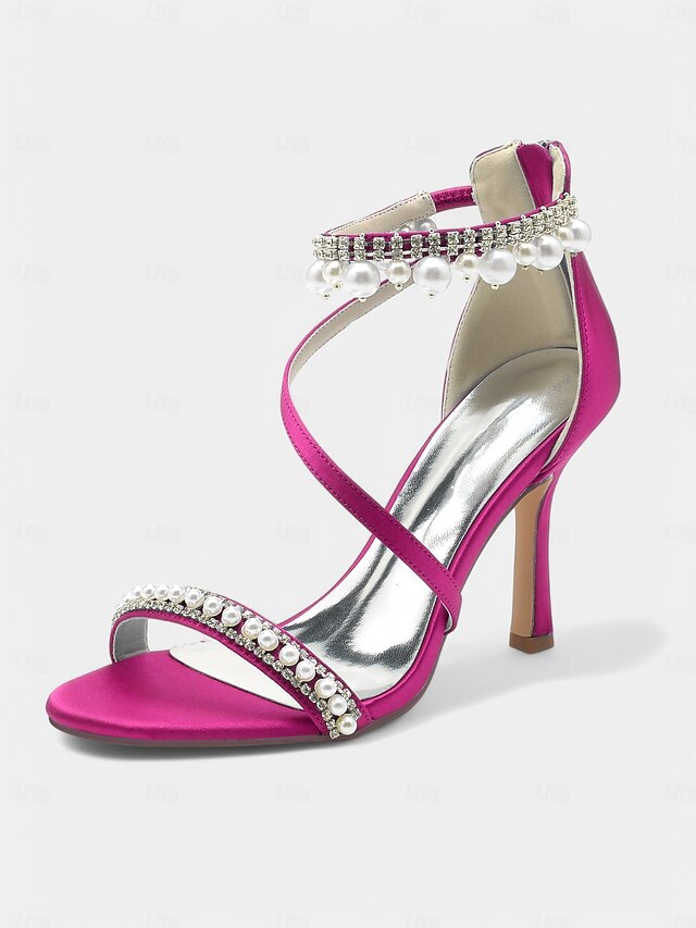 Chic Pink Party Strap Satin – Heels Ankle Pointed-Toe