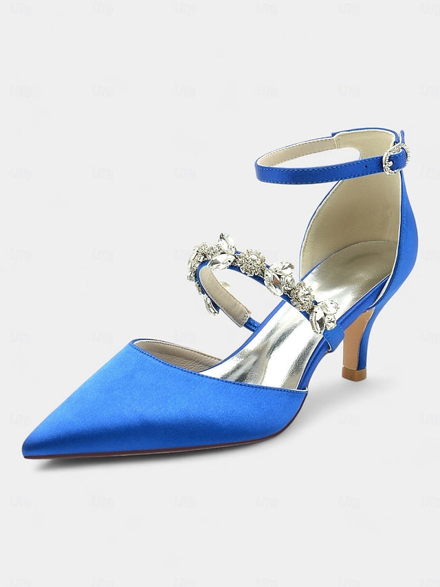 Black Satin with Embellishments Women's - Heels Rhinestone