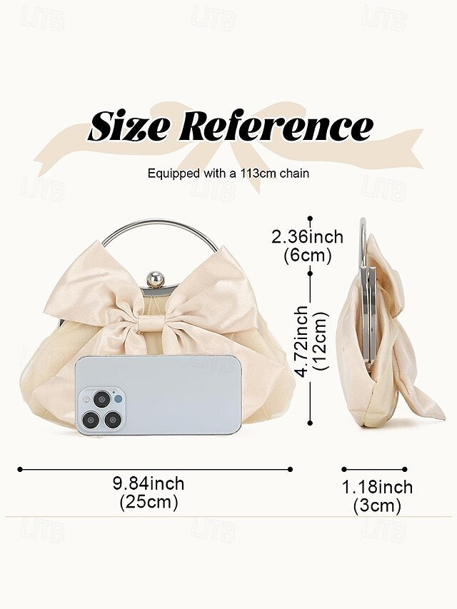 Evening – Bag Women's Elegant Bow Satin Pearl Clutch