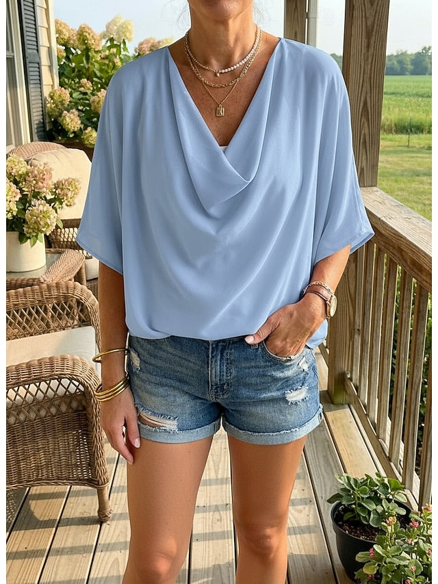 Women's Blouse Dressy Tops Elegant Stylish Solid Color