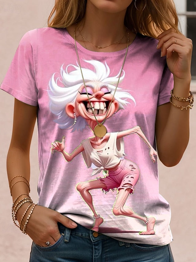 Women's T Shirt Print Ombre Graphic Cartoon Vintage Stylish