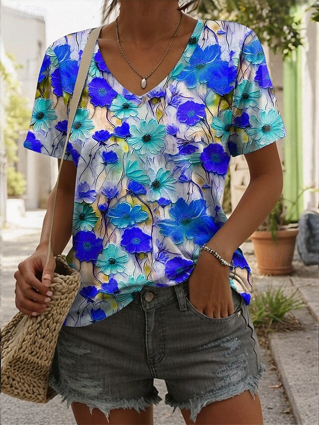 Women's T Shirt Print Floral 3D Stylish Casual Short Sleeve