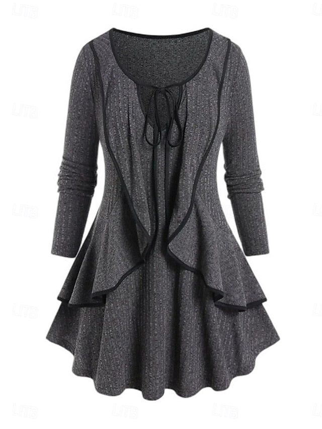 Women's Shirt Blouse Ruffle Solid Color Basic Casual Long