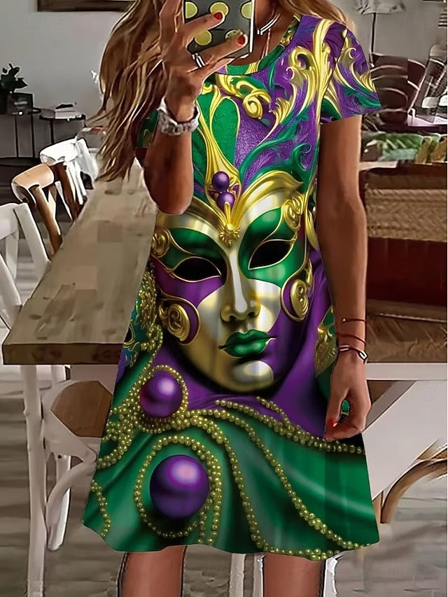 Carnival Women's Midi Dress T Shirt Dress Tee Dress Shift