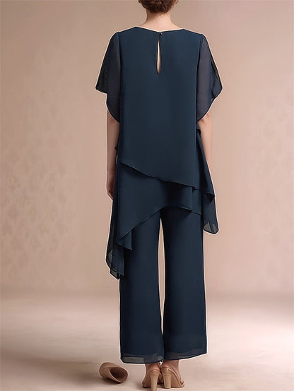 Classic of Neck the 2 Pantsuit Piece Bride Crew Dress Mother