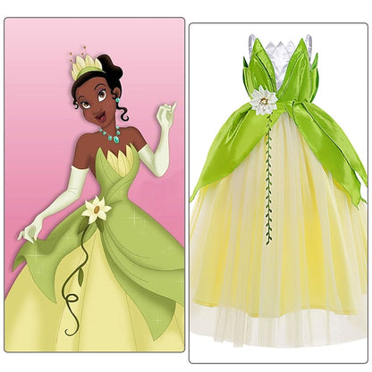 Bell Princess Fairytale Tiana Theme Dress Girl Tinker Flower