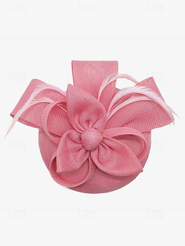 Women's Hat and Bow Accents Green with Feather Fascinator