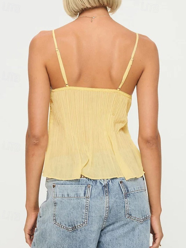 Blouse Casual Women's Tank Modern Plain Lace Top Camisole