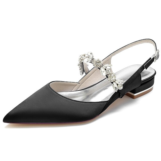 Heel Wedding Flat Bridal Crystal Shoes Women's