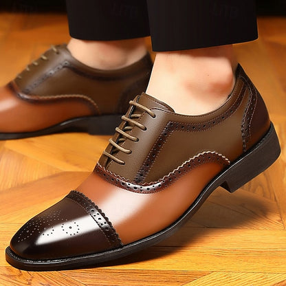 Men's Two-Tone Brogue Black – and Faux Brown Shoes