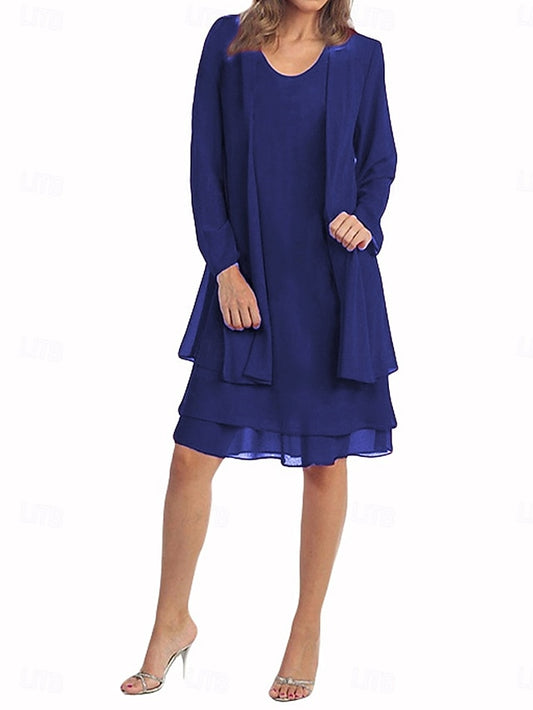 Women's Knee Length Dress Casual Dress Dress Set Chiffon