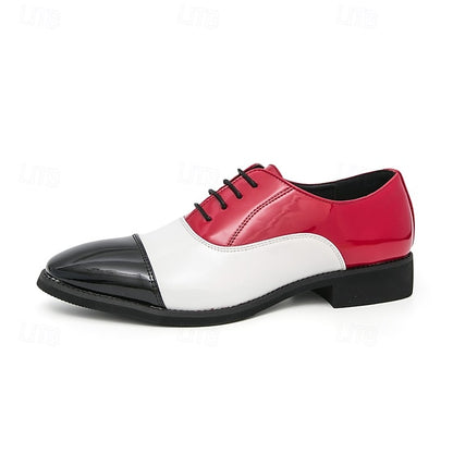 – Men's Shoes and Patent White Oxford Red Leather