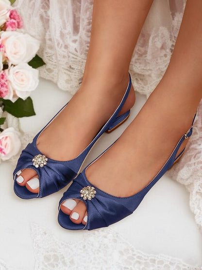 Slingback Wedding Crystal Satin with Women's Heels