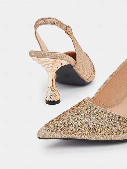 Toe – Pumps Slingback Glitter Pointed Women's Sparkling