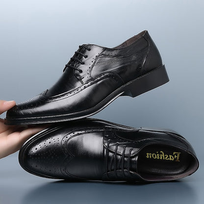 Shoes Leather Brogue Men's Classic Brown – Faux