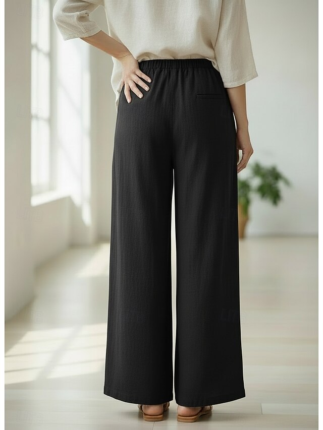 70% Linen Women's Linen Pants Culottes Wide Leg Wide Leg