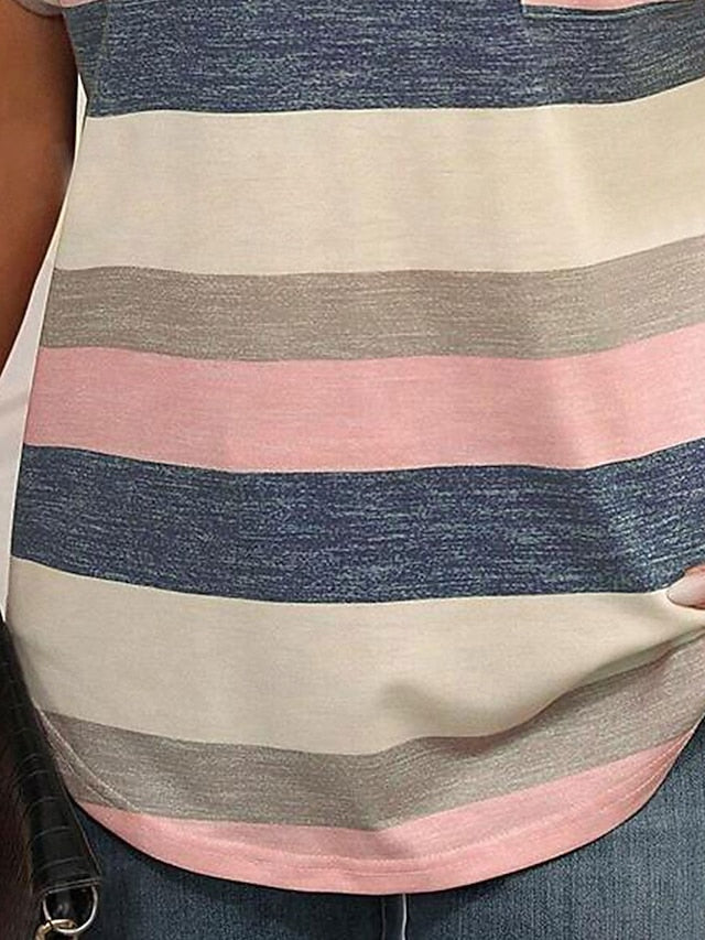 Women's T Shirt Striped Fashion Modern Casual Short Sleeve