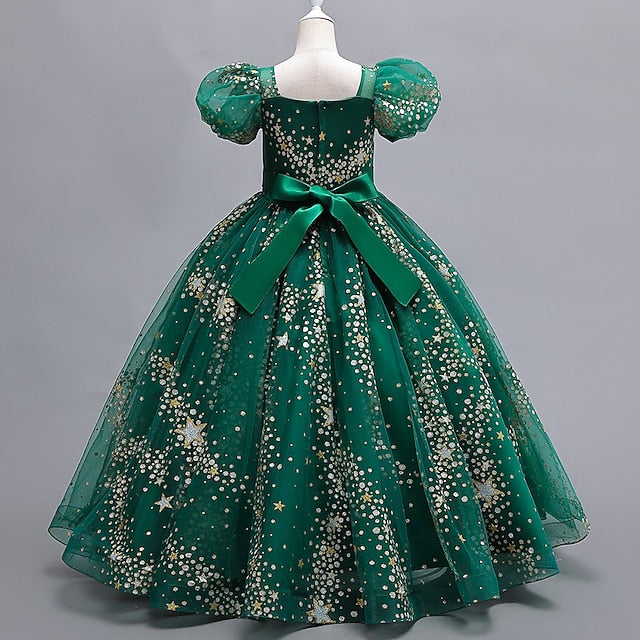 Star Polka Dot Kids Flower Girls' Short Party Dress