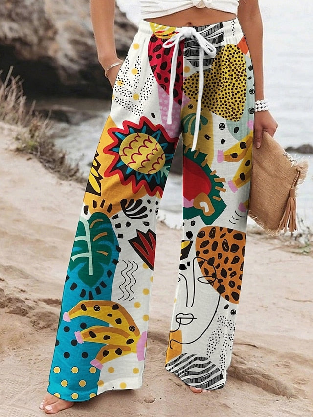 Women's Wide Leg Pants Trousers Vacation Casual Long High