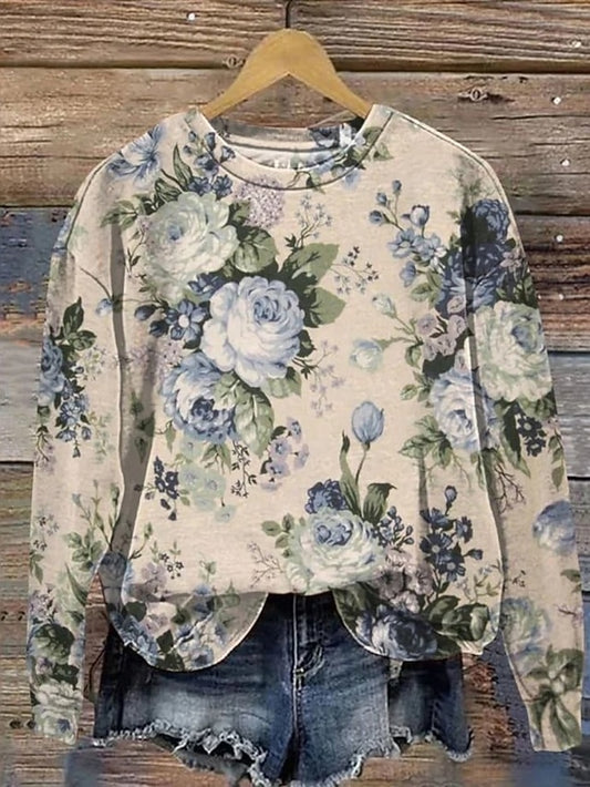 Women's Pullover Sweatshirt Floral Graphic Warm Active
