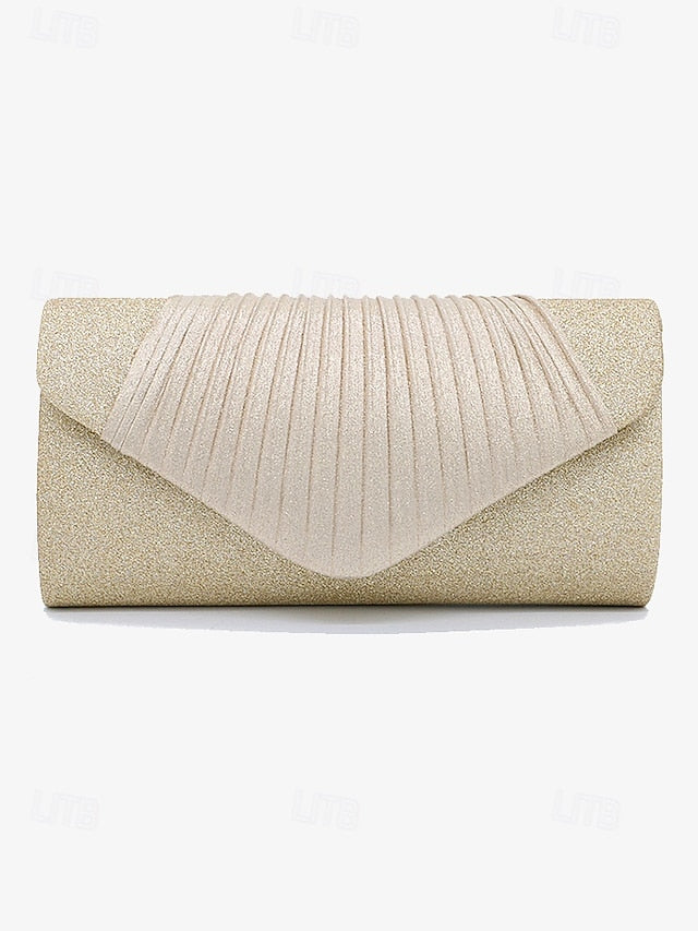 – with Pleated Evening Glitter Bag Champagne Design Clutch