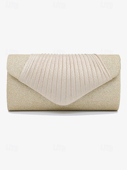 – with Pleated Evening Glitter Bag Champagne Design Clutch