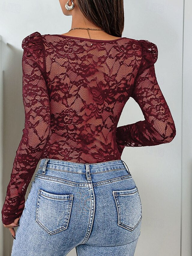 Women's Normal Bodysuit Streetwear Solid Color Long Sleeve