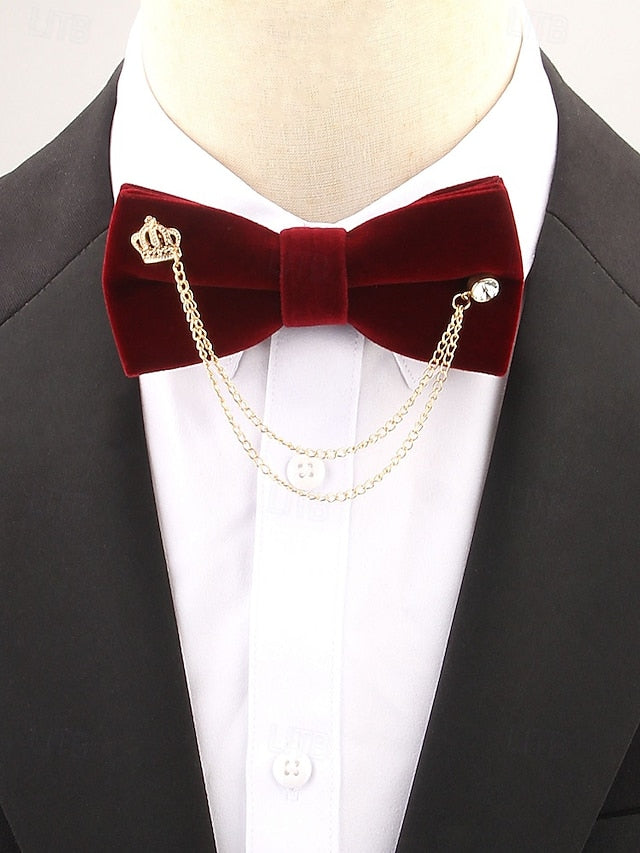 Tie Chain Crown Bow Velvet and with Men's – Detail